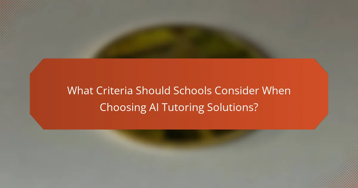 What Criteria Should Schools Consider When Choosing AI Tutoring Solutions?